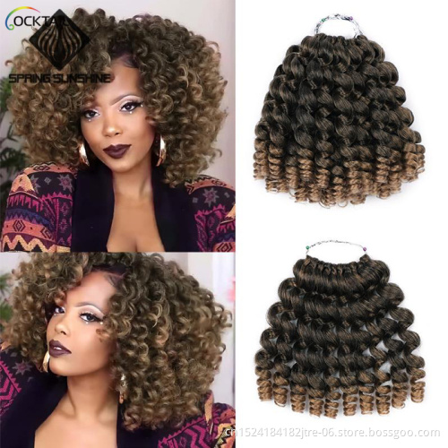 Japanese Kaneka fiber 2 in 1 pack wand curl crochet braid, 8 inch black wand curly braids jamaican bounce african braid
